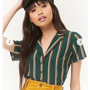 Multicolor striped shirt in hunter green: